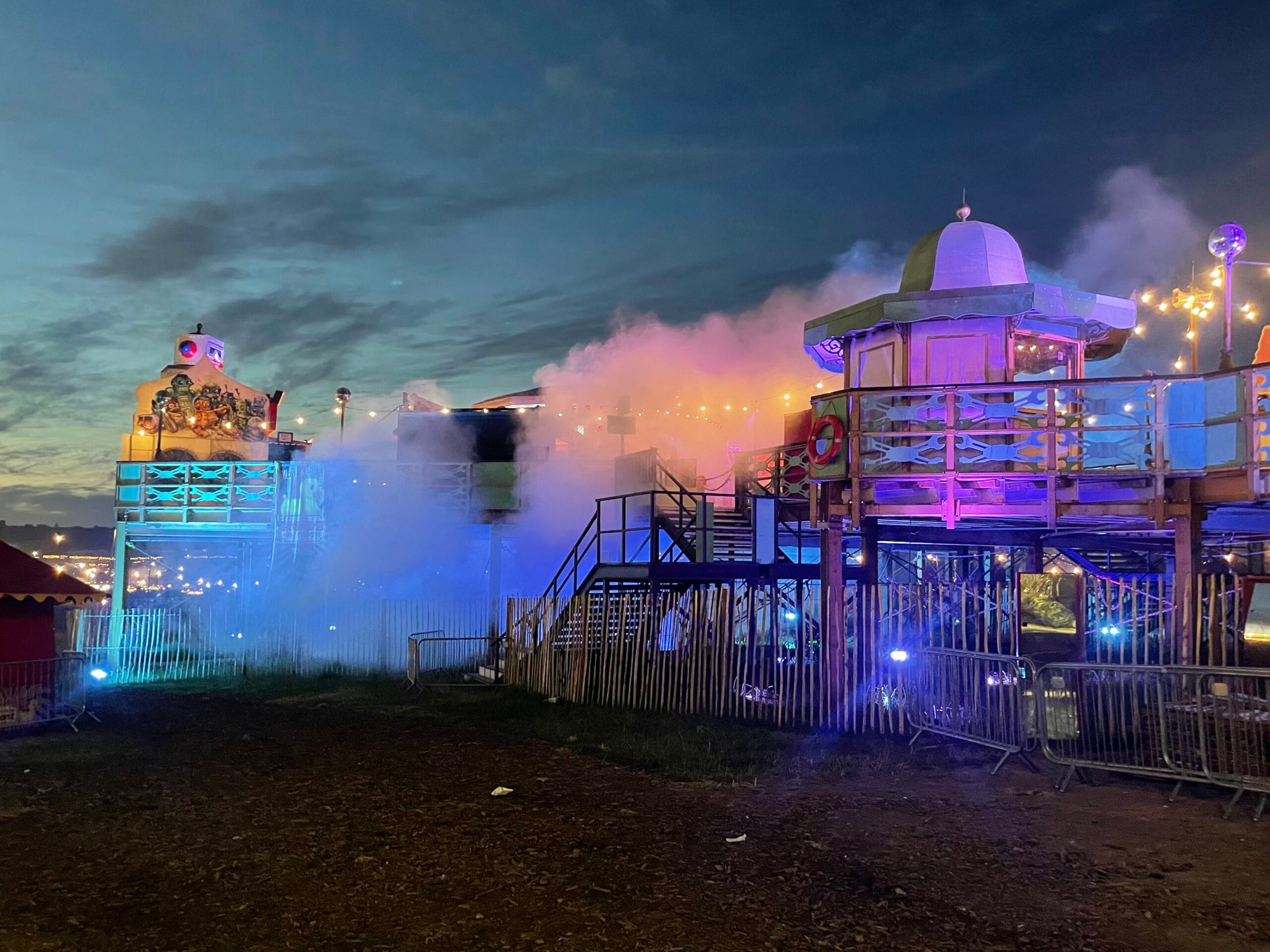 Glastonbury on sea lighting and special effects